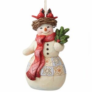 JIMSHORE Snowman With Cardinal Nest Ornament - 2021